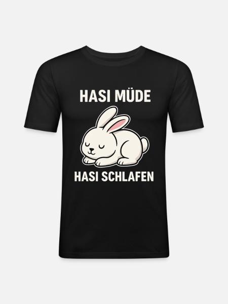 Bunny tired – bunny sleeping - Men's Slim Fit T-Shirt - black