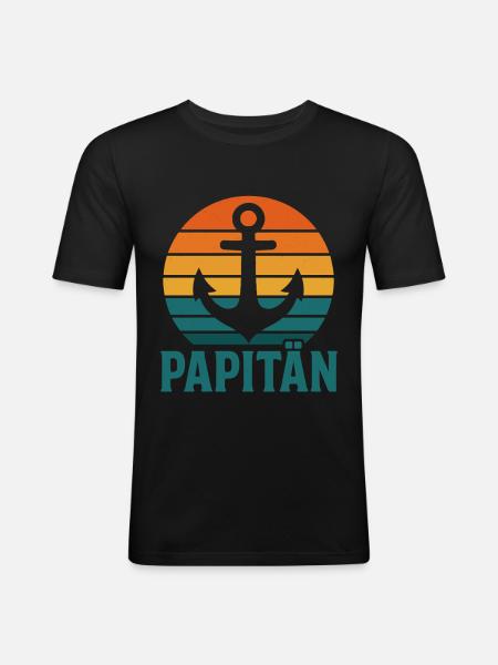 Papitän – The cool daddy captain - Men's Slim Fit T-Shirt - black