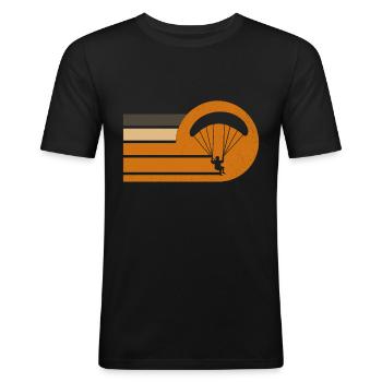 Retro Gleitschirm – Coucher de soleil en parapente - T-shirt près du corps Homme - noir - Devant - Nik (191cm)