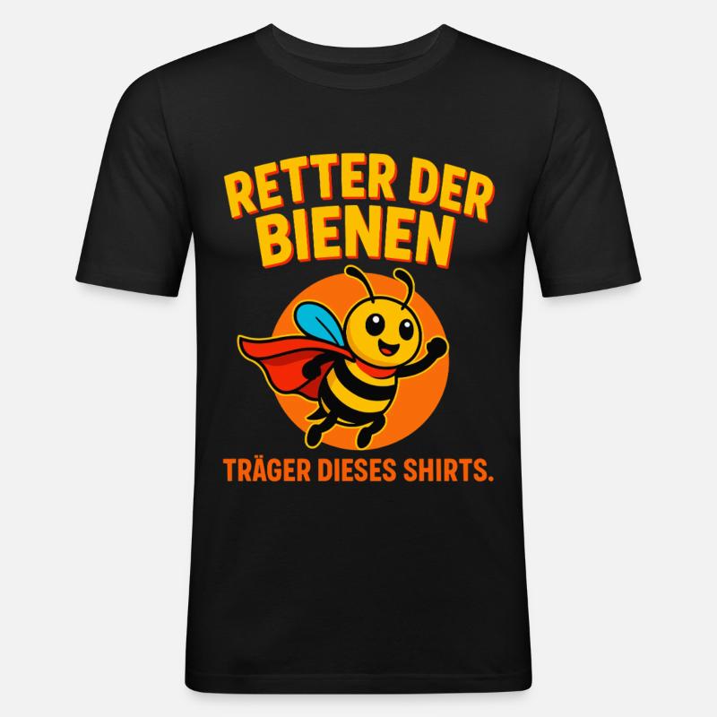 Retter der Bienen Superheld - Männer Slim Fit T-Shirt - Schwarz