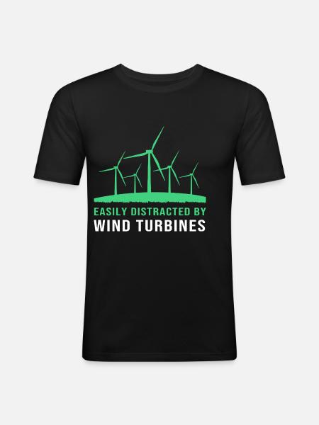 Windkraft Windrad Windenergie - Männer Slim Fit T-Shirt - Schwarz