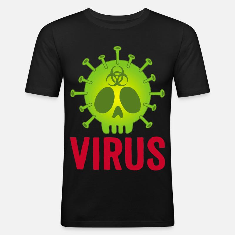 Todeskopf Virus - Männer Slim Fit T-Shirt - Schwarz