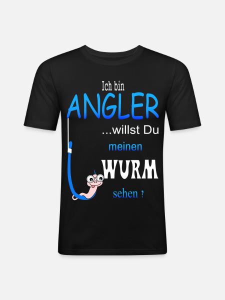 Lustige Angler Spruch - Männer Slim Fit T-Shirt - Schwarz
