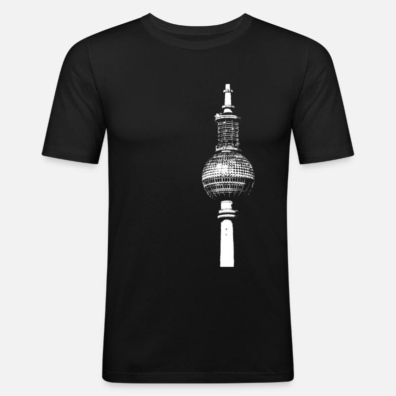 Fernsehturm Berlin Alex - Männer Slim Fit T-Shirt - Schwarz