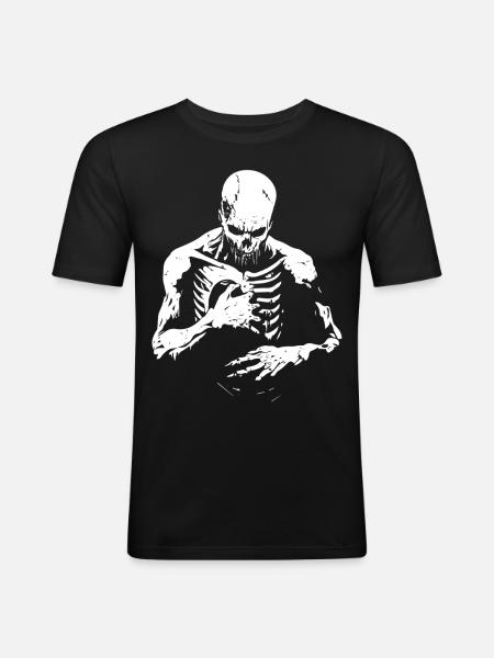 Decaying zombie reaches into chest - Men's Slim Fit T-Shirt - black