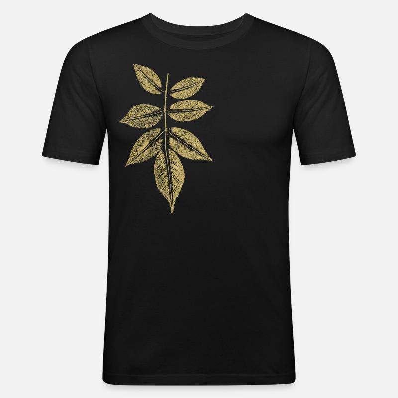 Blatt Rose / Kunstdruck - Männer Slim Fit T-Shirt - Schwarz