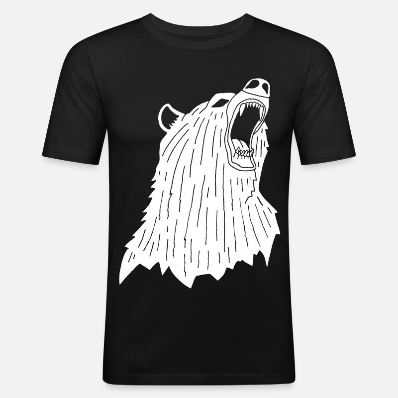 Wütender Eisbär - Männer Slim Fit T-Shirt - Schwarz
