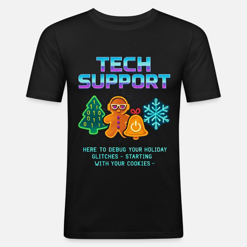 Funny Technical Support Debug Christmas - Men's Slim Fit T-Shirt - black