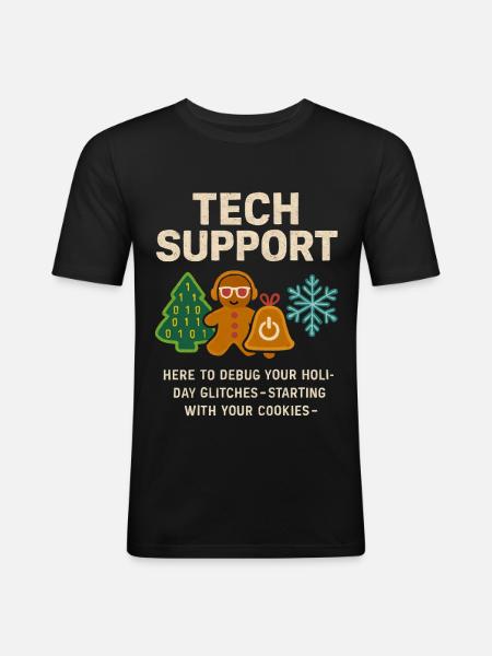 Admin Weihnachtsgeschenk IT Support Debugging - Männer Slim Fit T-Shirt - Schwarz