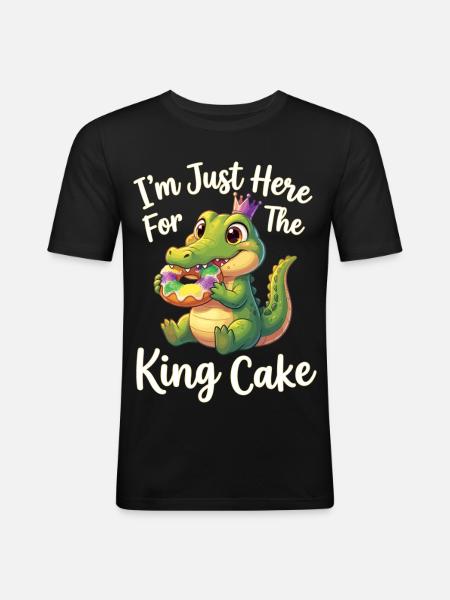 King Cake Mardi Gras Aligator - Men's Slim Fit T-Shirt - black