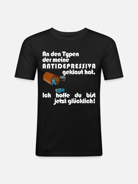 Antidepressiva Dieb - Männer Slim Fit T-Shirt - Schwarz
