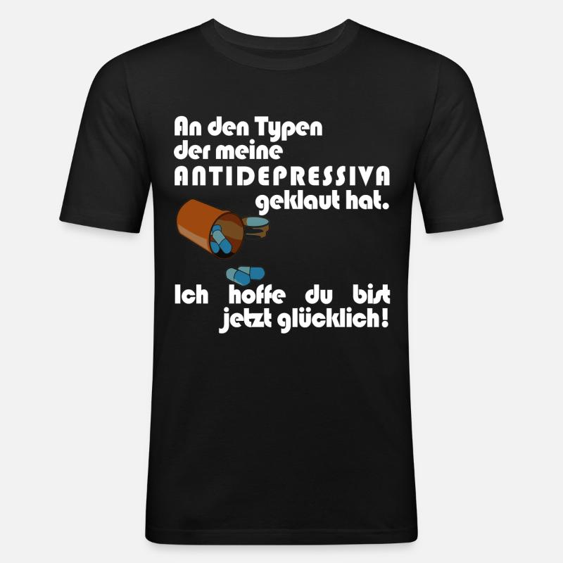 Antidepressiva Dieb - Männer Slim Fit T-Shirt - Schwarz