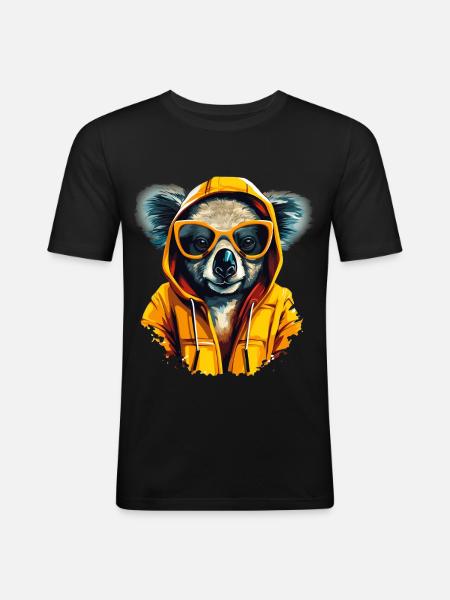 Streetstyle-Koalabär | Koala-Liebhaber - Männer Slim Fit T-Shirt - Schwarz