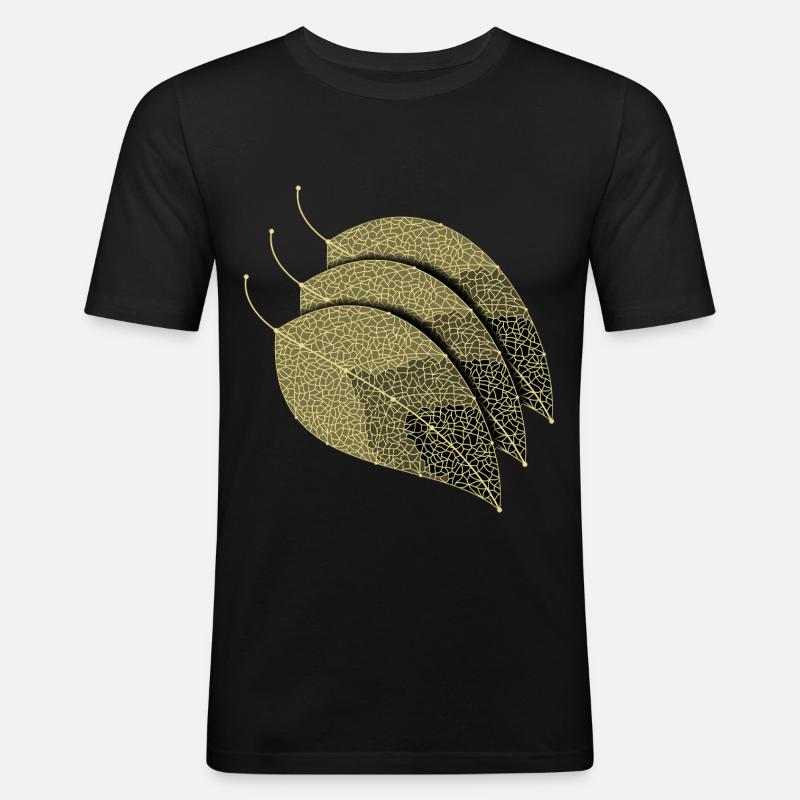 Blätter Dekorativ - Männer Slim Fit T-Shirt - Schwarz
