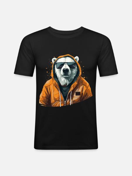 Streetstyle-Bär | Eisbären-Liebhaber - Männer Slim Fit T-Shirt - Schwarz