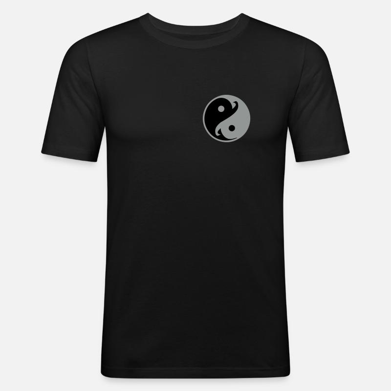 yin_yang_vec_2 de - Männer Slim Fit T-Shirt - Schwarz