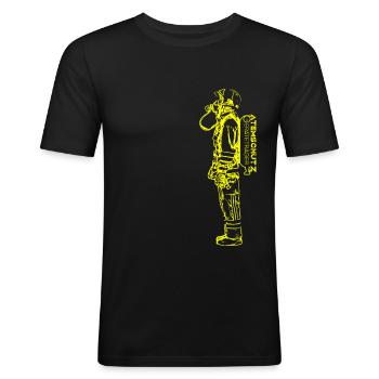 Atemschutzgeräteträger FOUR 1 - yellow - Männer Slim Fit T-Shirt - Schwarz - Vorne - Nik (191cm)