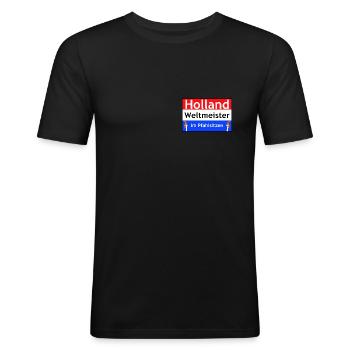 Hollande - T-shirt près du corps Homme - noir - Devant - Nik (191cm)