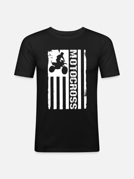 Flag Motocross - Men's Slim Fit T-Shirt - black