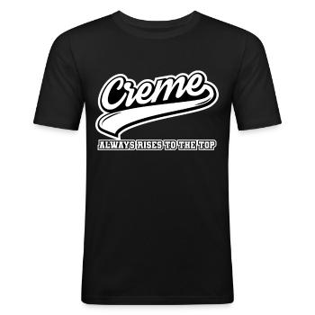 Creme steigt immer nach oben - Männer Slim Fit T-Shirt - Schwarz - Vorne - Nik (191cm)
