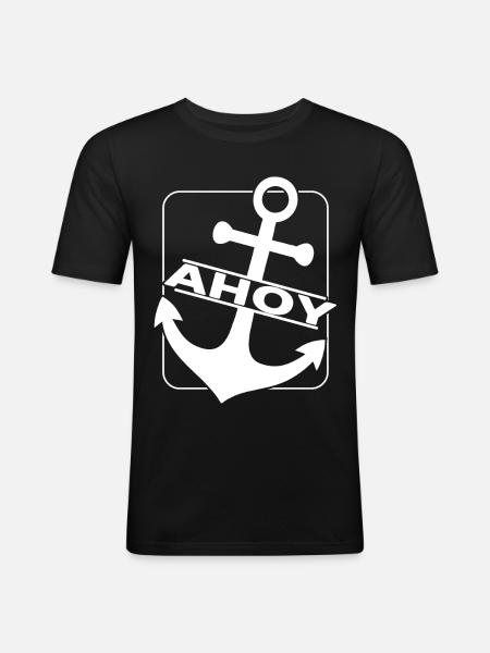 Ahoy Sailing Anchor - Men's Slim Fit T-Shirt - black