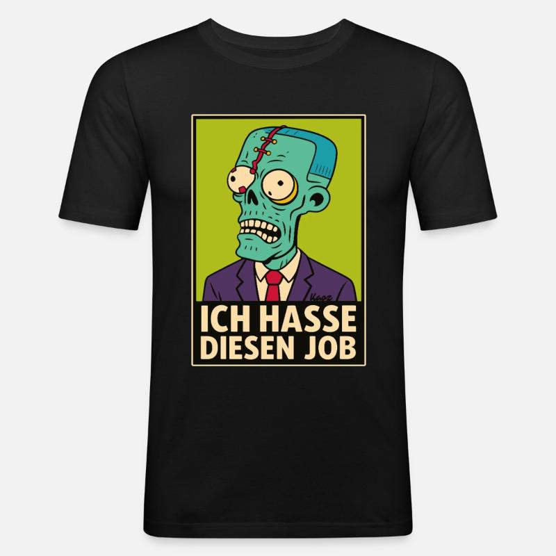 Zombie i kostym hatar sitt jobb - Slim Fit T-shirt herr - svart