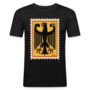 Grafische Briefmarke mit stilisiertem Adler - Männer Slim Fit T-Shirt - Schwarz - Vorne - Nik (191cm)