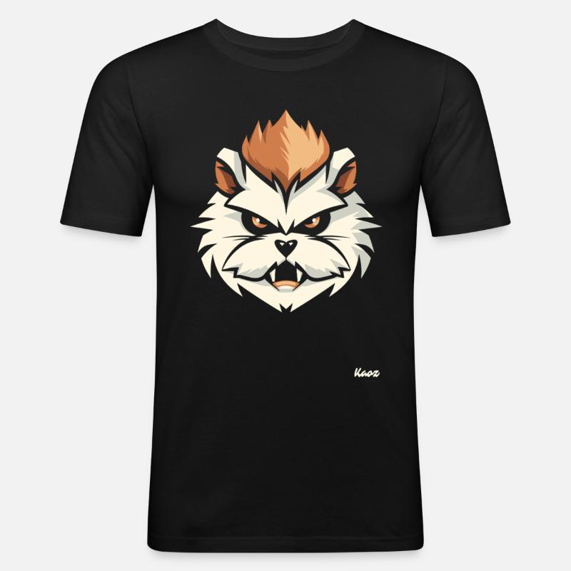 Angry hamster head with mohawk - Men's Slim Fit T-Shirt - black