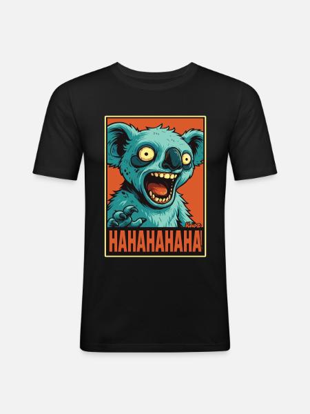 Screaming Laughing Comic Koala - Men's Slim Fit T-Shirt - black