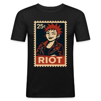 Punk Frau mit roter Frisur - Männer Slim Fit T-Shirt - Schwarz - Vorne - Nik (191cm)