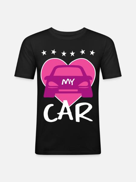 Ich Liebe mein Auto - Männer Slim Fit T-Shirt - Schwarz