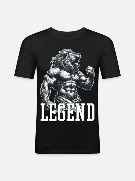 Legend Lion Motivational Fighter Gift - Men's Slim Fit T-Shirt - black