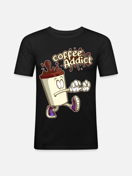 Coffee Addict ,Cartoon Cartoon - Men's Slim Fit T-Shirt - black