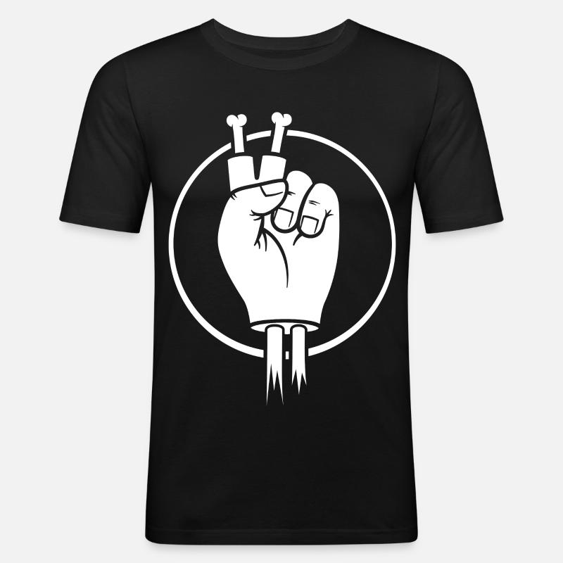Siegeszeichenhand mit Knochenfingern - Männer Slim Fit T-Shirt - Schwarz