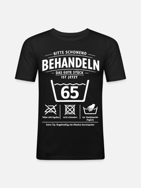 65th Birthday Treat Gently Speed Limit - Men's Slim Fit T-Shirt - black