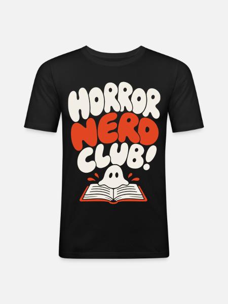 Horror Nerd Club Geist - Männer Slim Fit T-Shirt - Schwarz
