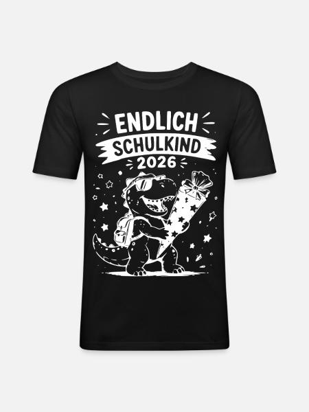 Endlich Schulkind 2026 - Männer Slim Fit T-Shirt - Schwarz