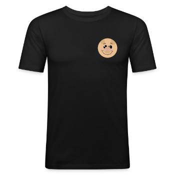 Cochon souriant - T-shirt près du corps Homme - noir - Devant - Nik (191cm)