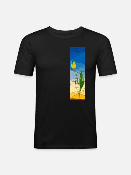 Tulip in cubic sundown - Men's Slim Fit T-Shirt - black