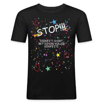 Karneval Konfetti Kostüm - Männer Slim Fit T-Shirt - Schwarz - Vorne - Nik (191cm)