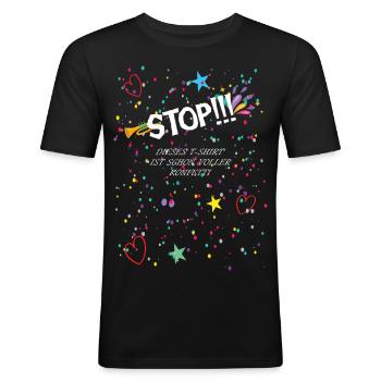 Kölle Fasching Karneval Konfetti Kostüm - Männer Slim Fit T-Shirt - Schwarz - Vorne - Nik (191cm)
