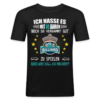 40 Anniversaire Billard - T-shirt près du corps Homme - noir - Devant - Nik (191cm)