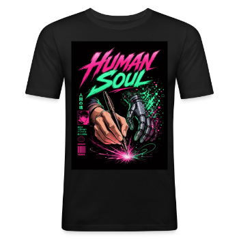 HUMAN SOUL: Retro Anime Art - Obcisła koszulka męska