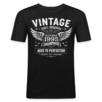 Né en Septembre 1995 - T-shirt près du corps Homme - noir - Devant - Nik (191cm)