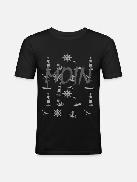 Maritime Symbols Moin - Men's Slim Fit T-Shirt - black