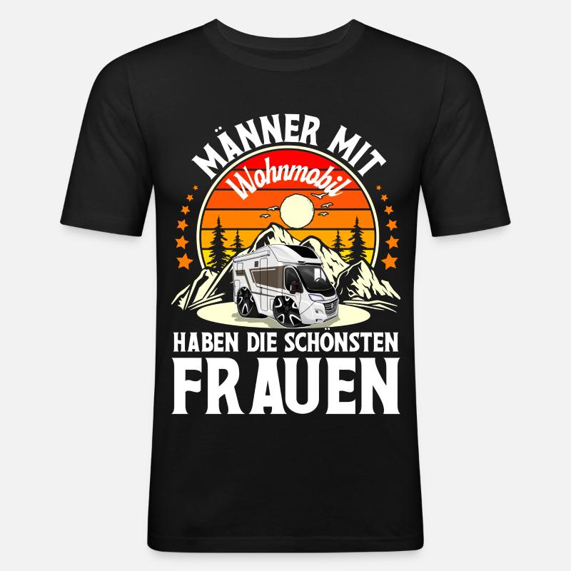 Camping Camper Campen - Männer Slim Fit T-Shirt - Schwarz