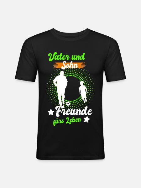 Vater und Sohn Freunde - Männer Slim Fit T-Shirt - Schwarz