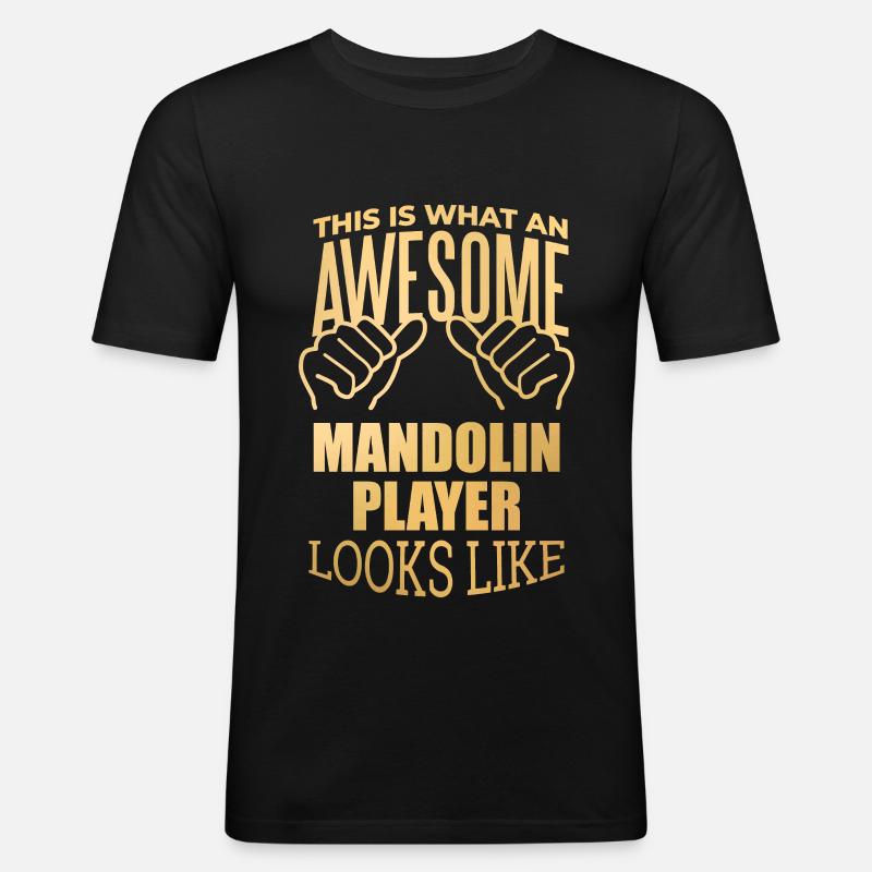 Mandoline - Männer Slim Fit T-Shirt - Schwarz
