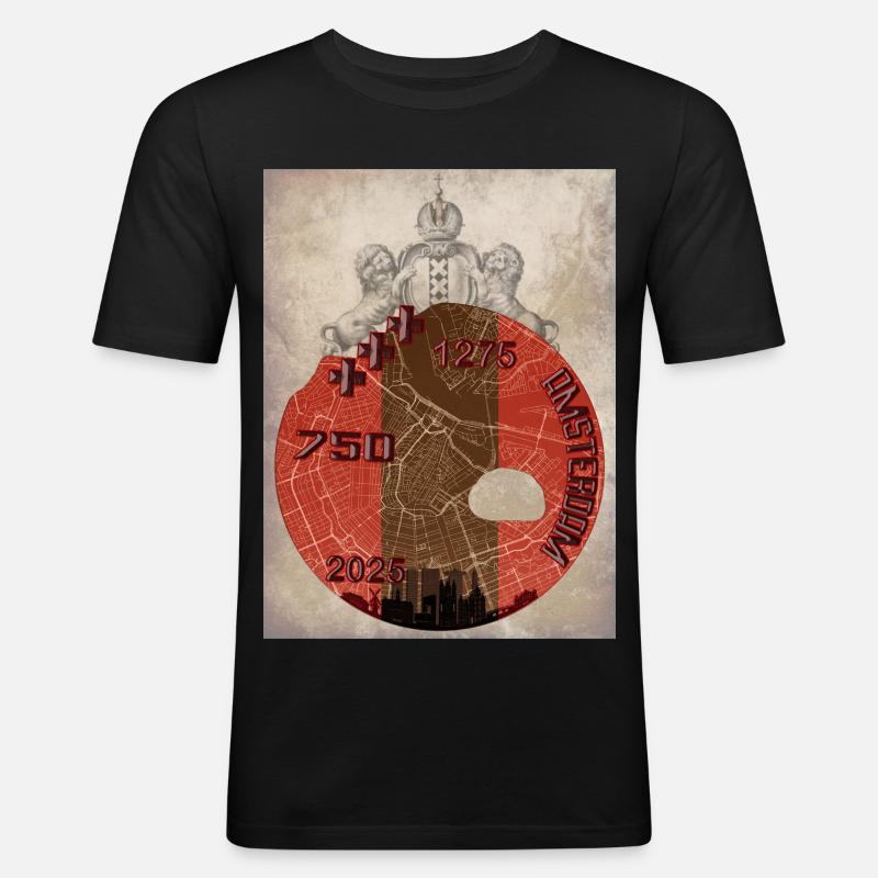 Amsterdam 750 Hemd Design - Männer Slim Fit T-Shirt - Schwarz