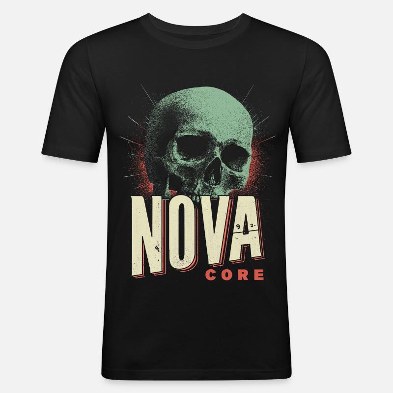 Nova Core Schädel - Männer Slim Fit T-Shirt - Schwarz